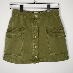 BDG UO SIZE SMALL GREEN DENIM MINI SKIRT WITH POCKETS